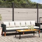 vidaXL Tuinbank 3-zits met kussens poly rattan zwart, Tuin en Terras, Verzenden, Nieuw