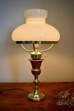 Lampe de table - Opaline - Lampe vintage en laiton, Antiek en Kunst