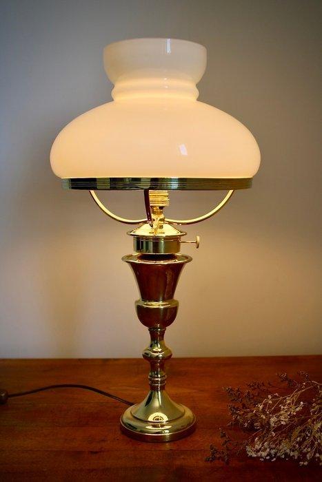 Lampe de table - Opaline - Lampe vintage en laiton, Antiek en Kunst, Curiosa en Brocante