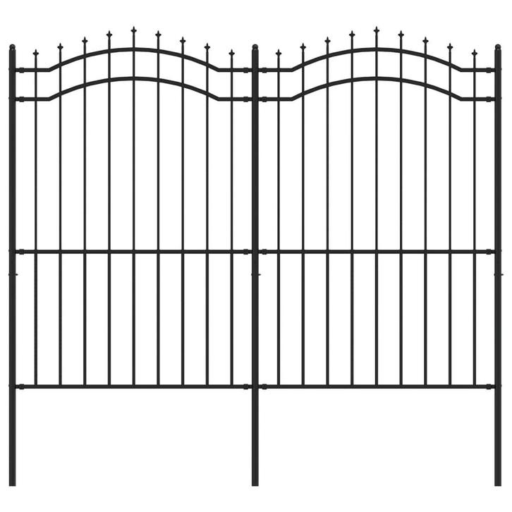 Tuinhek Spijlpunten | Tweede Kansje | Zwart 222cm, Tuin en Terras, Tuinhekken en Hekwerk, Nieuw, IJzer, Tuinhek, Verzenden