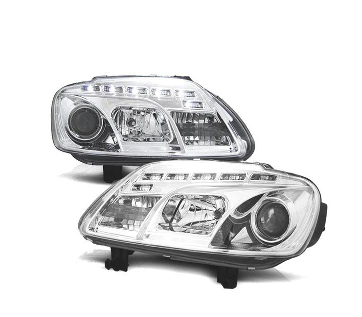 Phares Pour Volkswagen Vw Caddy 04-10 Diurnes Fond Chromé, Auto-onderdelen, Verlichting, Verzenden
