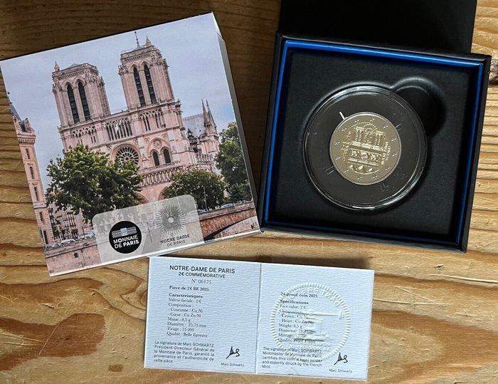 Frankrijk. 2 Euromunt 2025 Notre Dame in coincard ( BU ) +, Timbres & Monnaies, Monnaies | Europe | Monnaies euro