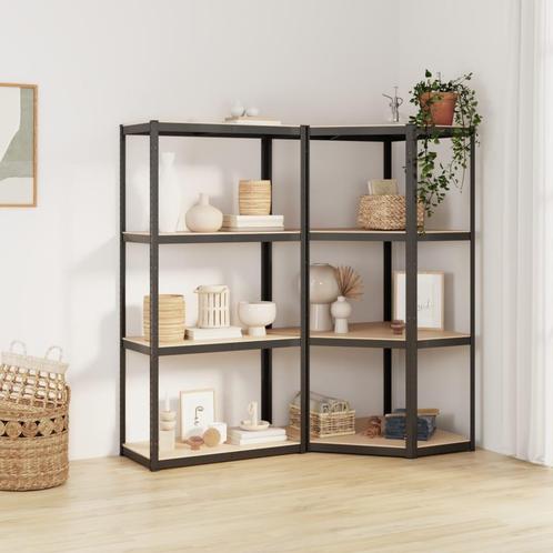 vidaXL Opbergrek 4-laags 2 st staal & bewerkt hout, Huis en Inrichting, Kasten | Stellingkasten, Nieuw, Verzenden
