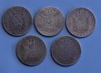 Belgique. Léopold II. 2 Francs 1866 ,1867 en 1868 ( 5 stuks,, Postzegels en Munten