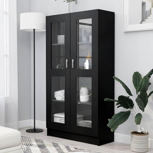 vidaXL Vitrinekast 82,5x30,5x150 cm bewerkt hout zwart, Huis en Inrichting, Kasten | Boekenkasten, Nieuw, Verzenden