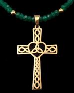 Smaragd - Ketting - Keltisch kruis versierd met een