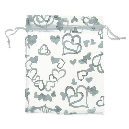 Fako Bijoux® - Organza Zakjes - 9x12cm - Hart Wit - 20 Stuks, Divers, Emballage cadeau, Envoi