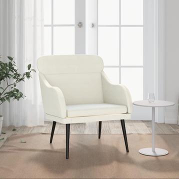 vidaXL Fauteuil 63x76x80 cm fluweel crèmekleurig, Huis en Inrichting, Fauteuils, Verzenden, Nieuw