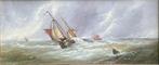 Dutch school (XIX) - Fishing boats in choppy seas, Antiquités & Art