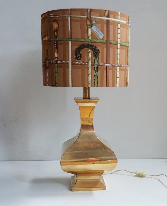 Brass vintage table lamp/shadow Fornasetti fabric -, Antiek en Kunst, Antiek | Meubels | Stoelen en Sofa's