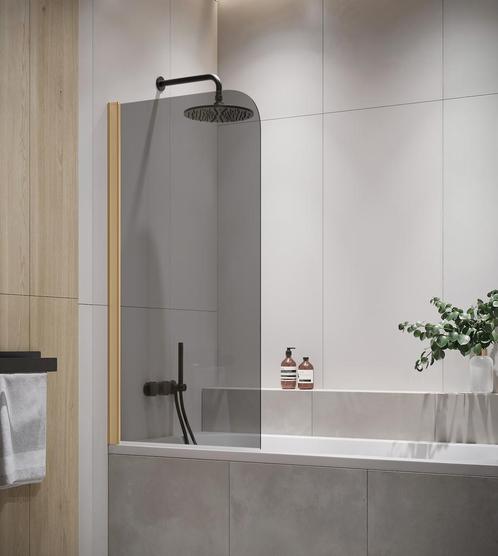 Badwand Torino 60 x 140 cm Rookglas Goud Badscherm, Doe-het-zelf en Bouw, Sanitair, Nieuw, Verzenden