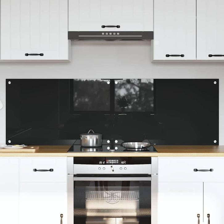 vidaXL Keuken Spatscherm Zwart 80 x 50 cm gehard glas, Antiek en Kunst, Antiek | Keukengerei, Verzenden