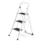 Huishoudtrap 3 treden - stalen ladder - opvouwbaar - wit..., Ophalen of Verzenden, Nieuw