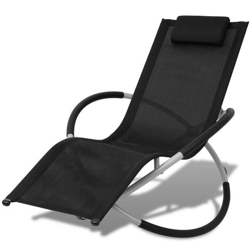 vidaXL Ligbed voor buiten geometrisch zwart en grijs staal, Tuin en Terras, Ligbedden, Nieuw, Verzenden