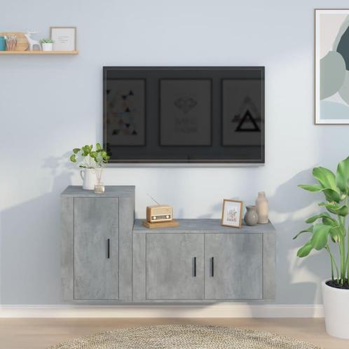 vidaXL 2-delige Tv-meubelset bewerkt hout betongrijs, Huis en Inrichting, Kasten |Televisiemeubels, Nieuw, Verzenden