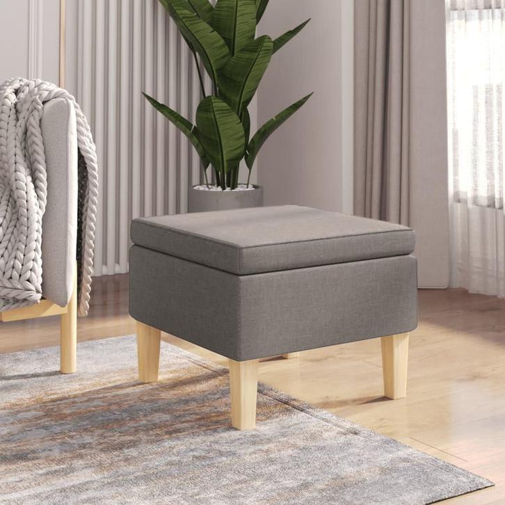 vidaXL Kruk met houten poten stof taupe, Huis en Inrichting, Stoelen, Nieuw, Verzenden