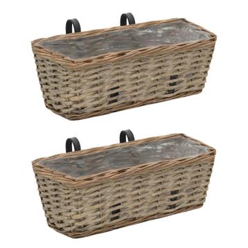 vidaXL Balkonbakken 2 st 40 cm wicker met PE-voering, Tuin en Terras, Verzenden, Nieuw