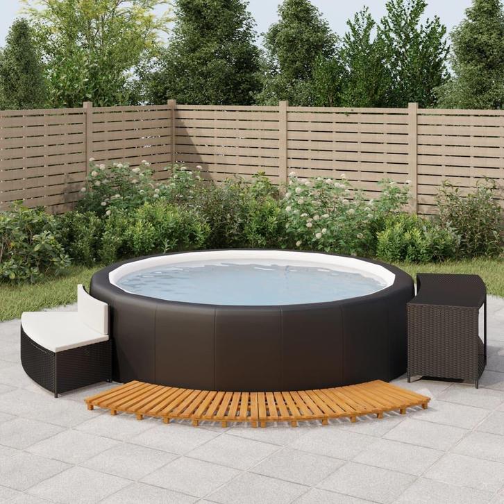 vidaXL Hottub-ombouw poly rattan en massief acaciahout zwart, Tuin en Terras, Zwembaden, Nieuw, Verzenden