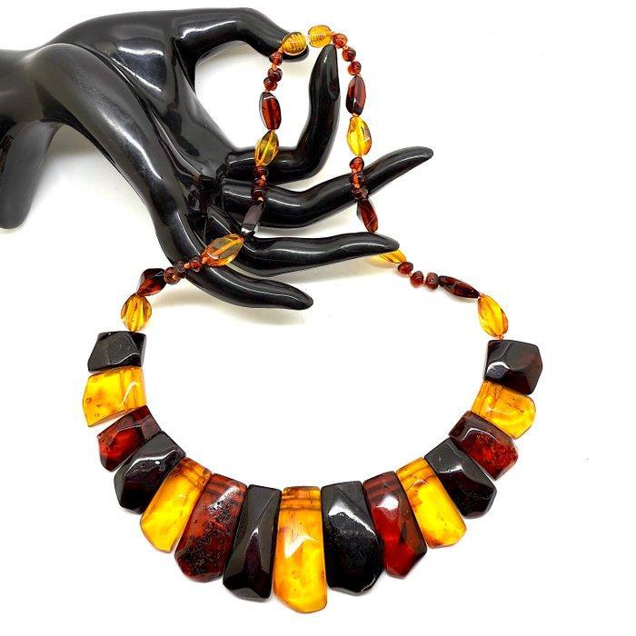 Luxe natuurlijke Baltische barnsteen collier, brede, Verzamelen, Mineralen en Fossielen