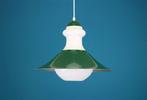 Plafondlamp - Opaal glas en groen alu hanglamp - Aluminium,, Antiek en Kunst