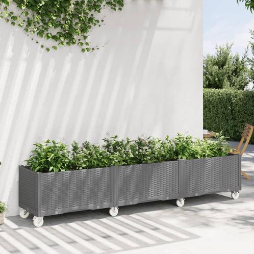 vidaXL Plantenbak met wielen 240x50x54 cm polypropeen, Tuin en Terras, Bloempotten, Nieuw, Verzenden