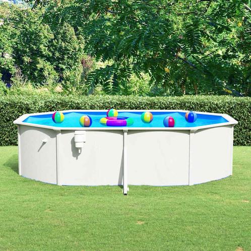 vidaXL Zwembad met stalen wand ovaal 490x360x120 cm wit, Tuin en Terras, Zwembaden, Nieuw, Verzenden