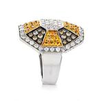 Ring - 18 karaat Witgoud, 18K witgoud diamanten en gele, Nieuw