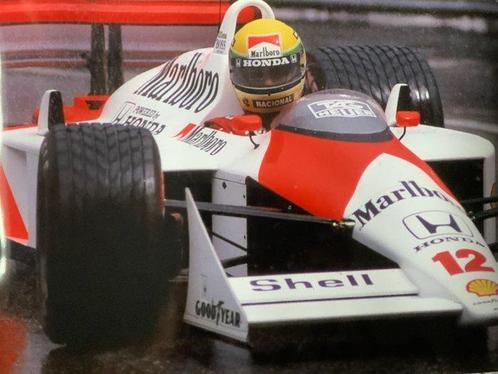 Unknown - Senna in a McLaren/Honda colour photograph., Verzamelen, Automerken, Motoren en Formule 1