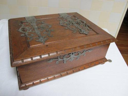 Grande boîte à écrire ancienne en chêne (1) - Chêne, Antiquités & Art, Curiosités & Brocante