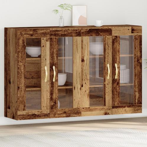 vidaXL Wandkasten 2 stuks Oud Hout 69,5x34x90 cm Engineered, Maison & Meubles, Armoires | Dressoirs, Envoi