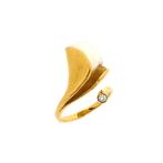 18 Krt. Gouden cocktail ring met barok parel en diamant |..., Gebruikt, Overige kleuren, Ophalen of Verzenden, Kleiner dan 17