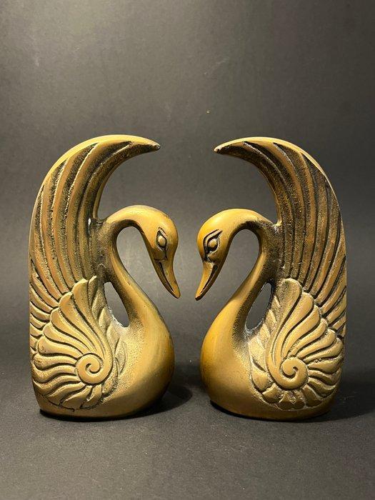Boekensteunen (2) - Boeksteunen van verguld brons, model, Antiek en Kunst, Kunst | Designobjecten