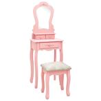 vidaXL Kaptafelset met kruk 50x59x136 cm paulowniahout roze, Huis en Inrichting, Verzenden, Nieuw