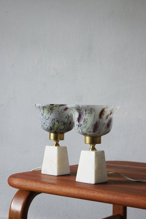 Tafellamp (2) - Glas, Messing, Marmer - Franse lamp, Antiek en Kunst, Curiosa en Brocante