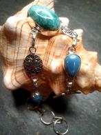 Argent, Pierre de lune bleue opaque rare - Gourmette