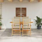 vidaXL Tuin Eettafel Set 5 pcs Beige Massief acaciahout en, Tuin en Terras, Verzenden, Nieuw