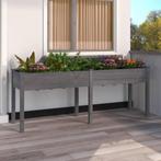 vidaXL Jardinière avec doublure gris 203x53x76 cm bois, Tuin en Terras, Verzenden