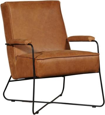 Cognac leren moderne design fauteuil - Vintage Leer Cognac beschikbaar voor biedingen