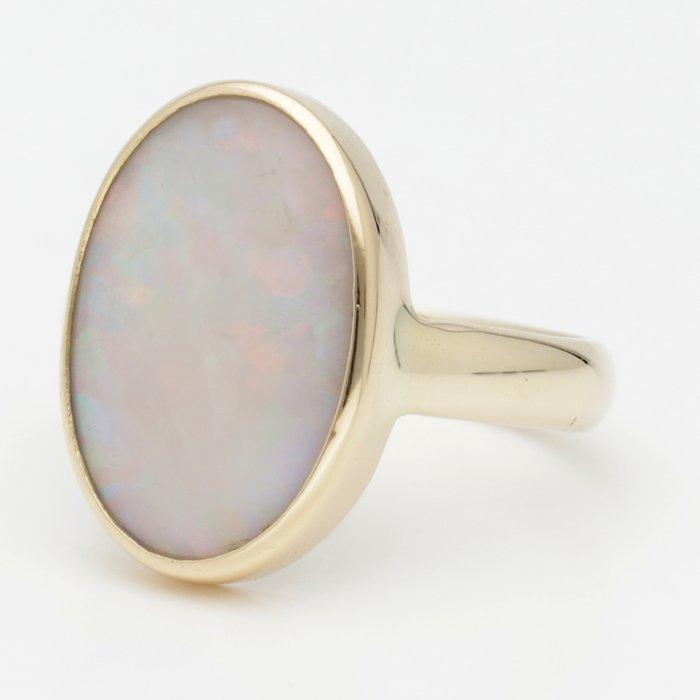 Ring - 14 karaat Geel goud Opaal, Handtassen en Accessoires, Ringen