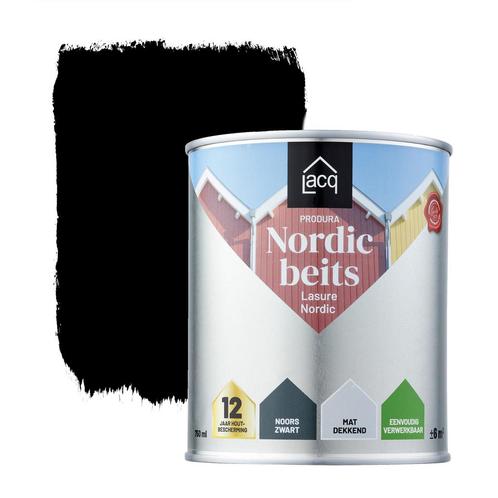 Lacq Produra Nordic Beits Noors Zwart 0.75L, Doe-het-zelf en Bouw, Verf, Beits en Lak, Nieuw, Verzenden