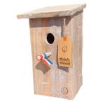 Een minimalistisch houten vogelhuisje met schuindak in de..., Huis en Inrichting, Ophalen of Verzenden, Nieuw