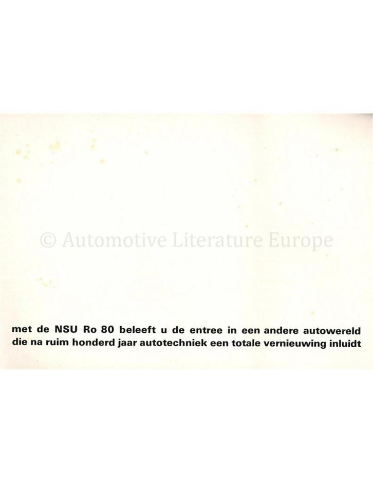 1971 NSU RO 80 BROCHURE NEDERLANDS, Boeken, Auto's | Folders en Tijdschriften