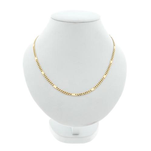 Gouden gesloten Figaro schakel ketting | 50 cm, Handtassen en Accessoires, Kettingen, Overige kleuren, Gebruikt, Goud, Ophalen of Verzenden