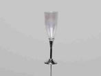 Champagne glas op steker 7, 5 cm. clear zilver doos 12st