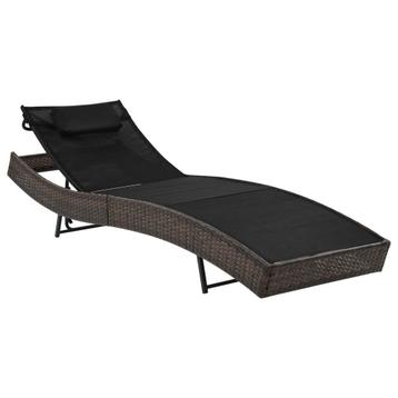 vidaXL Ligbed met kussen poly rattan bruin, Verzenden, Nieuw