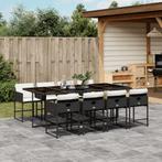 vidaXL 9-delige Tuinset poly rattan zwart, Tuin en Terras, Verzenden, Nieuw, Tuinset
