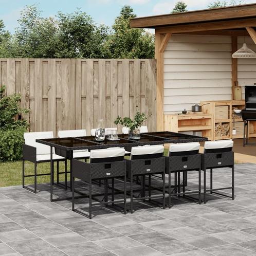 vidaXL 9-delige Tuinset poly rattan zwart, Tuin en Terras, Tuinsets en Loungesets, Tuinset, Nieuw, Verzenden