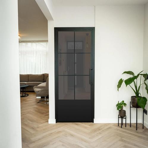 Stalen Binnendeur - 6 Vlaks met kickplate - Rook glas, Doe-het-zelf en Bouw, Deuren en Vliegenramen, Nieuw, Metaal, Binnendeur