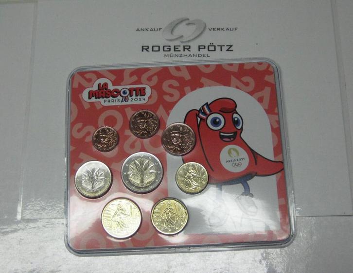 Frankreich 3,88 Euro 2022 Miniset Olympia Mascotte rote V..., Postzegels en Munten, Munten | Europa | Euromunten, België, Verzenden