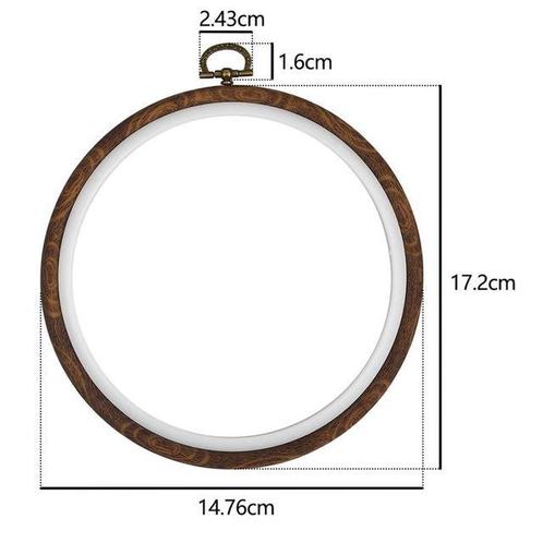 Brocante houten ring rond borduurring met stelschroef 17cm, Huis en Inrichting, Woonaccessoires | Kunstplanten en Kunstbloemen